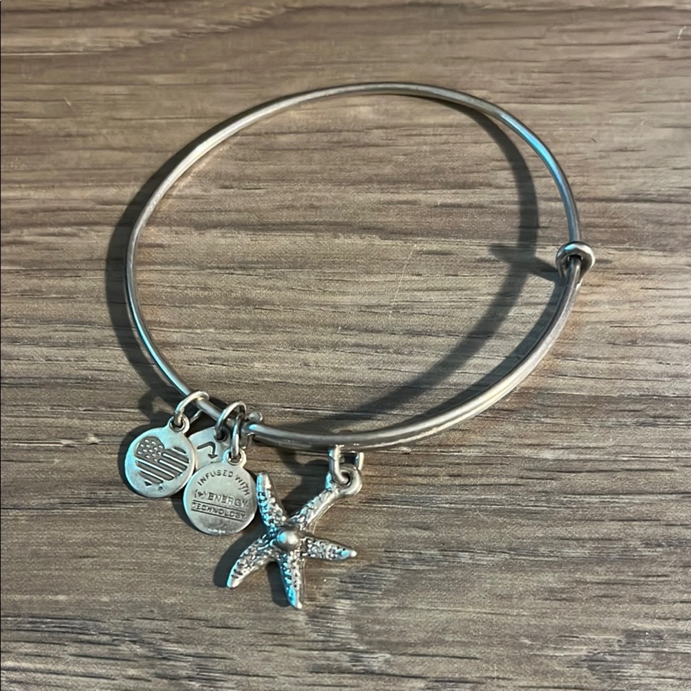 Alex and Ani Silver Starfish Charm Bangle Bracelet